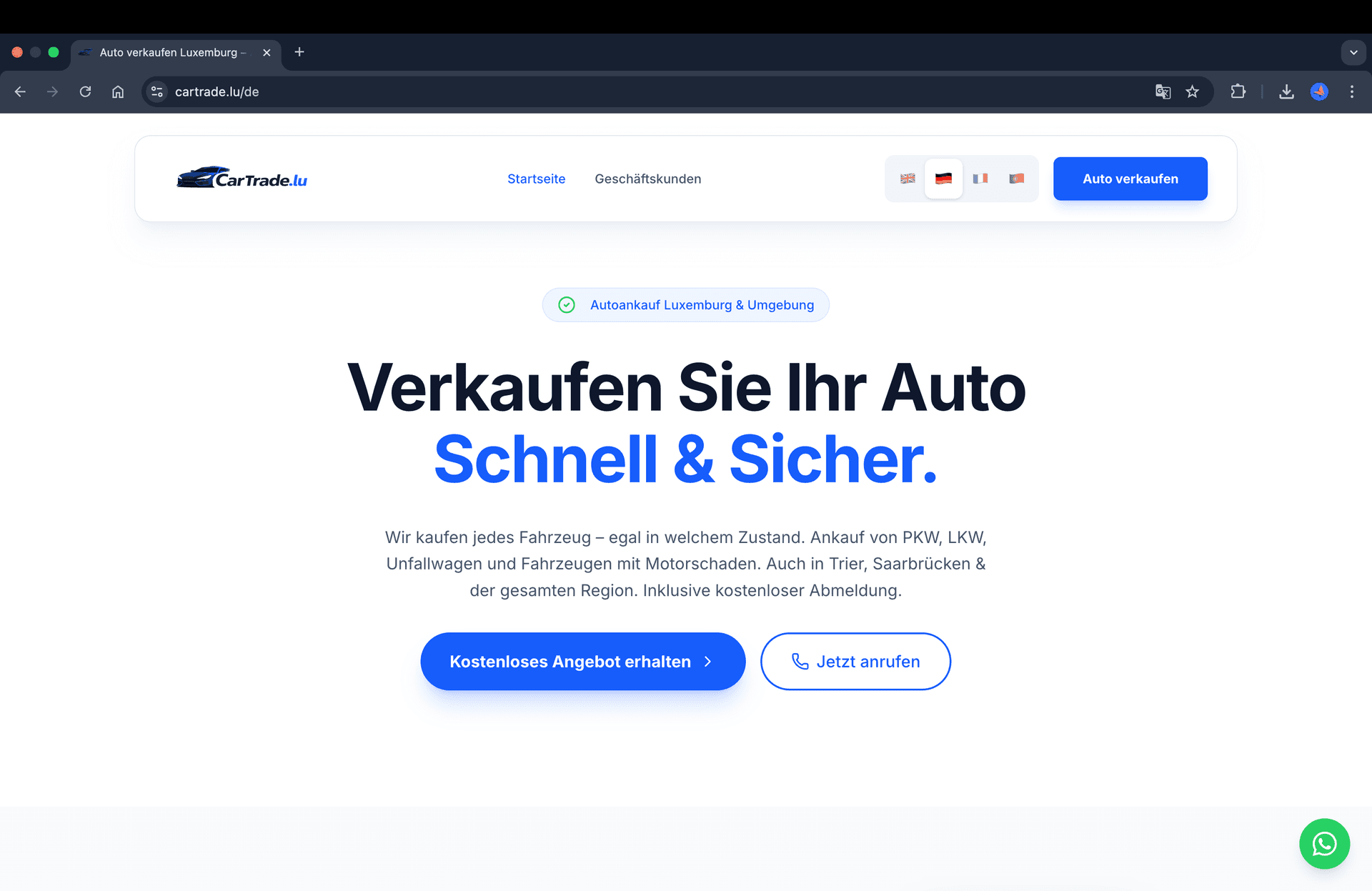 CarTrade.lu Website Design